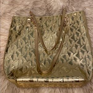 Michael Kors Authentic   gold tote bag